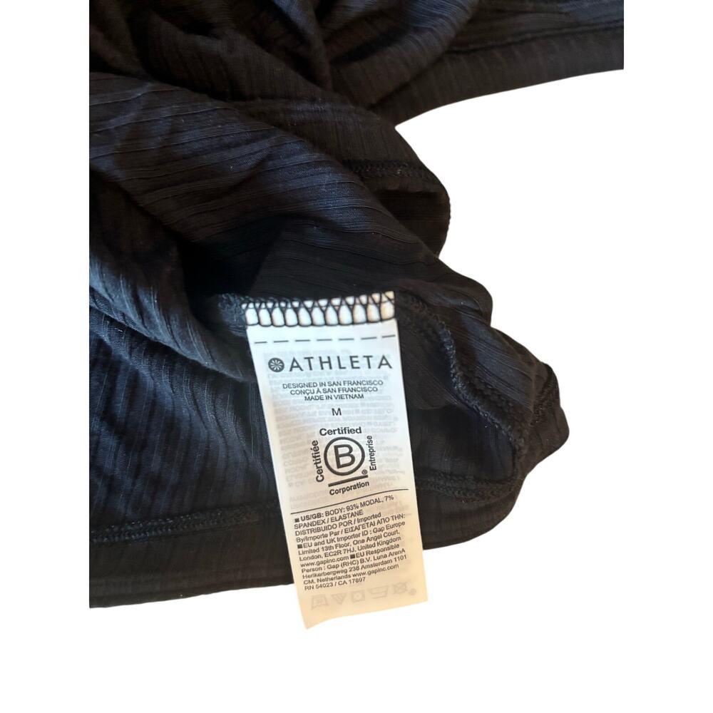 Athleta Black Ribbed Razorback Tank Size M - Picture 3 of 3